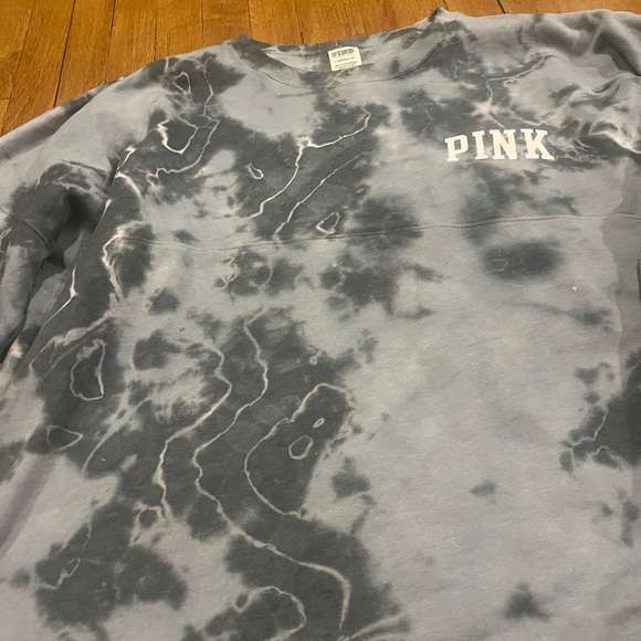 XL Victoria’s Secret PINK Gray Tie-Dye Long Sleeve Shirt - Picture 7 of 7